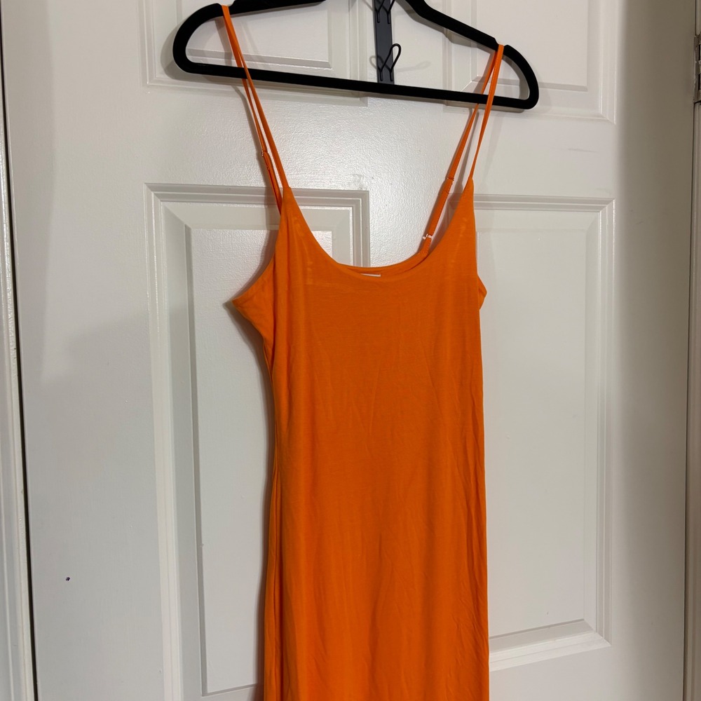 Fashion Nova Orange Maxi Dress Adjustable Spaghetti Strap Jersey Knit Medium